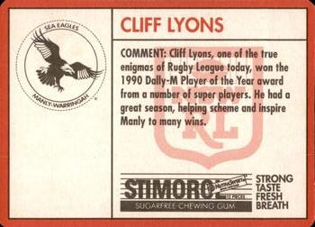 1991 Stimorol NRL #38 Cliff Lyons Back